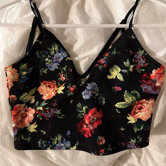 Revamped Tops - Revamped Black Floral Crop Top